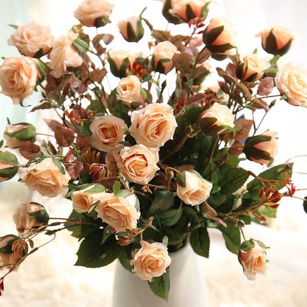 

pink yellow rose flower simulation road cited silk artificial flower wall fake home decor diy wedding holding