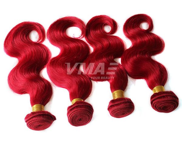 Бразильский естественных человеческих волос Пучки красный бразильский Богородица человеческих волос переплетений Body Wave Human Pure Color Hair