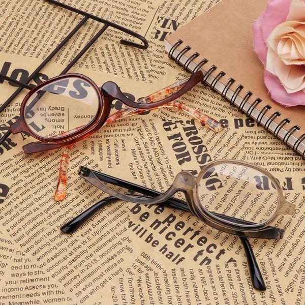 

women makeup magnifying reading glasses rotary flip make up eye glasses +1 +1.5 +2 +2.5 +3 +3.5 +4.0, White;black