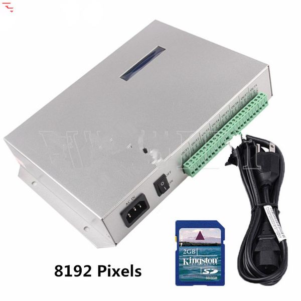 Freeshipping T300K T300K SD Card Интернет VIA PC RGB Полноцветный LED Pixel Модуль контроллера 8ports 8192 пикселей для WS2811 WS2801 WS2812B