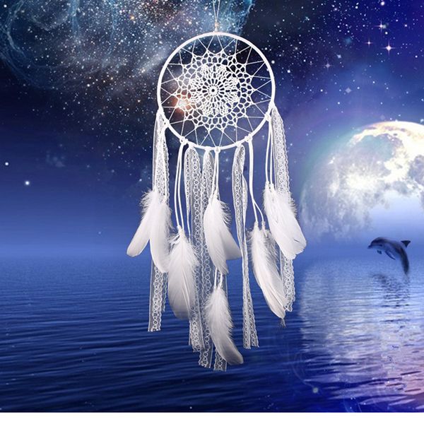 

creative white feather dream catcher lace net decor home hall decoration ideas bedroom dreamcatcher art pendent