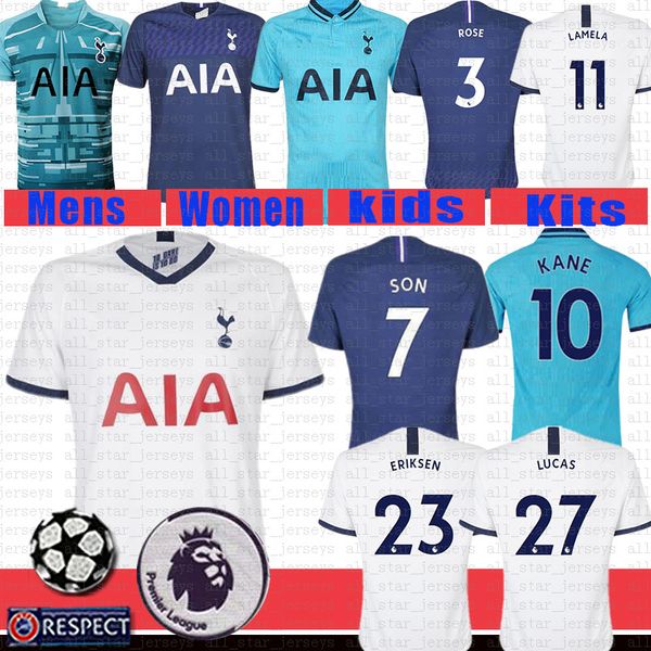 

spurs soccer jersey 7 son 10 kane 11 lamela football shirt 20 dele 23 eriksen 27 lucas ndombele 28 maillots de foot, Black;yellow