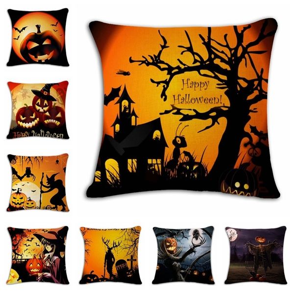 

halloween pumpkin hand cotton flax pillow back cushion