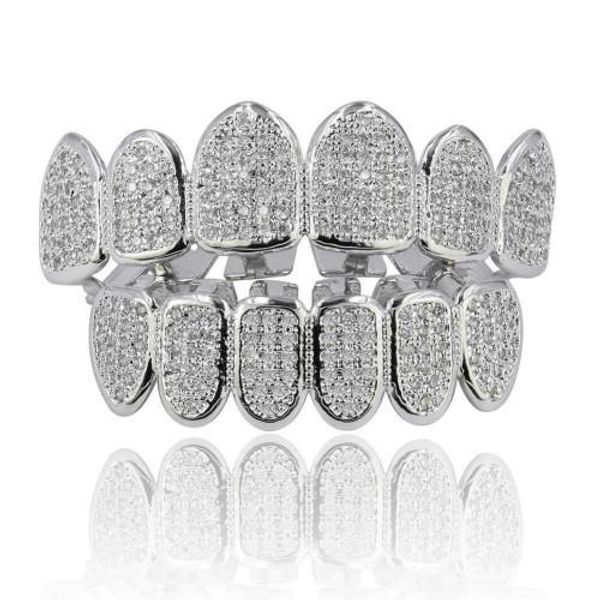 

single tooth grill diamond braces vampire teeth hip hop personality fangs teeth gold silver teeth women&men dental grills jewelry, Black