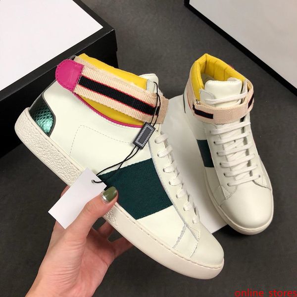 

designer shoes stripe mens ace embroidered high sneakers with bee print shoes womens leather fashion luxury classic flats shoes with