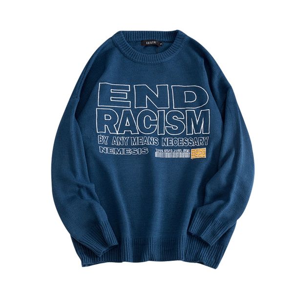 

english letter crew neck pullover sweaters men casaco masculino harajuku loose sweater pull homme clothing, White;black