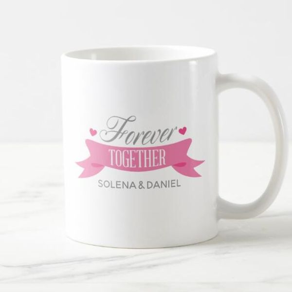 

romantic forever together personalized couple coffee mug cup cute pink hearts custom names mugs cups valentine wedding gifts