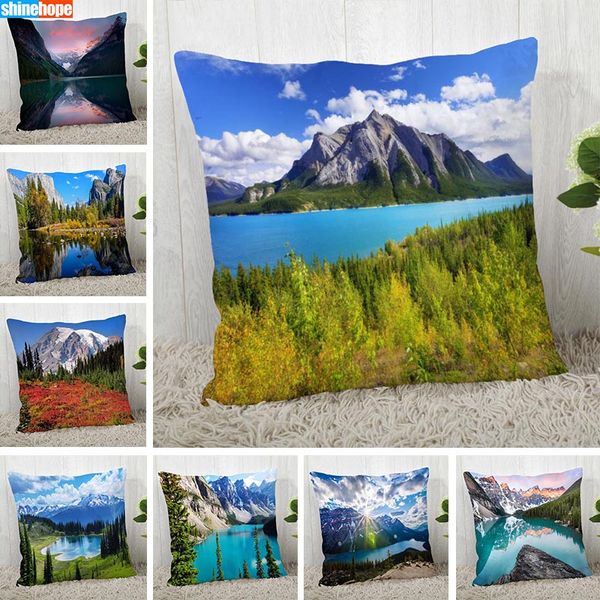 

custom pillow cases landscape scenery square pillowcase christmas zippered pillow cover 40*40cm,45*45cm(one side