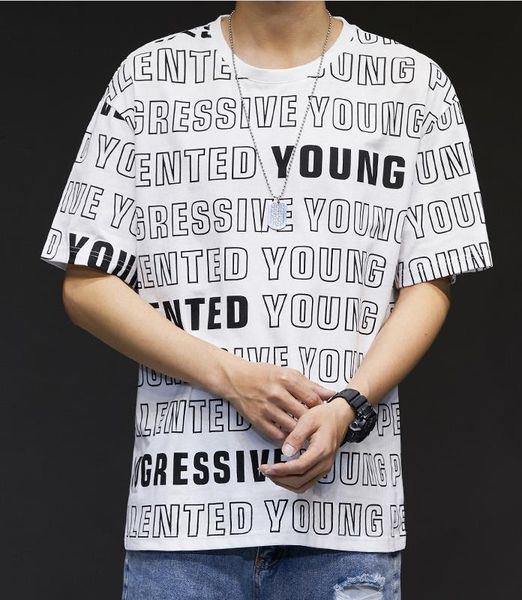 

summer new round neck loose hip-hop street fashion young korean cotton short-sleeved t-shirt custom shirt for men, White;black