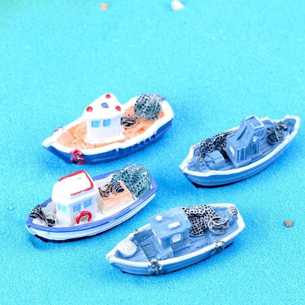 

3pcsseaside yacht fishing boat miniature figurine decoration fairy garden aquarium fish tank kids toy figures resin craft tnb132
