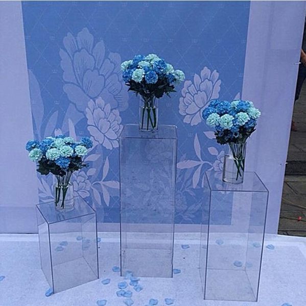 Vaso trasparente scintillante acrilico Stand bouquet di fiori Stand centrotavola per matrimoni Vetrina per esposizione artigianale navata stradale conduce fondali di fiori nuziali