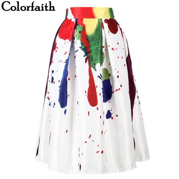 

spring summer new ladies elegant fashion graffiti print painting high waist midi skirt holiday wear saia femininas sk083, Black;gray