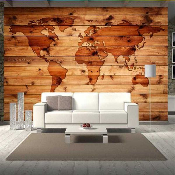 

custom wallpaper european vintage retro solid wood style mural wallpaper wood livingroom study bar coffee shop wall