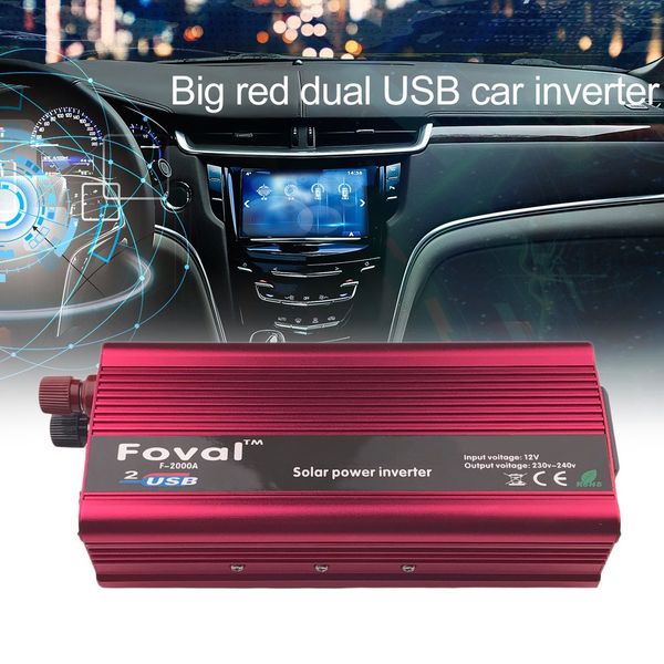 

high power car power inverter 2000w dc12v to ac220v aluminum alloy dual usb converter high conversion converter