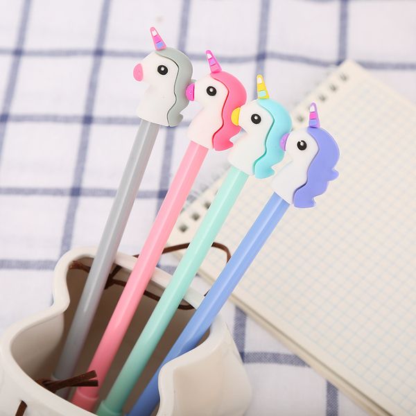 

40 pcs/lot cartoon unicorn gel pen for writing cute 0.5mm black ink neutral pen school office supplies promotional gift