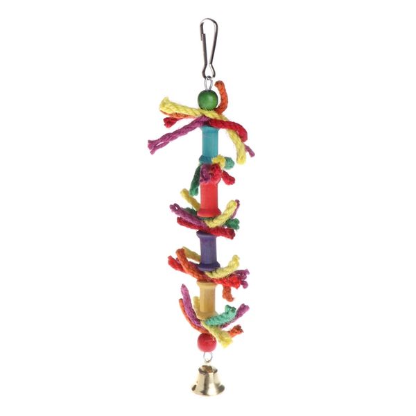 

parrot toys chew bite colorful blend cotton rope bell bird parakeet hanging cage