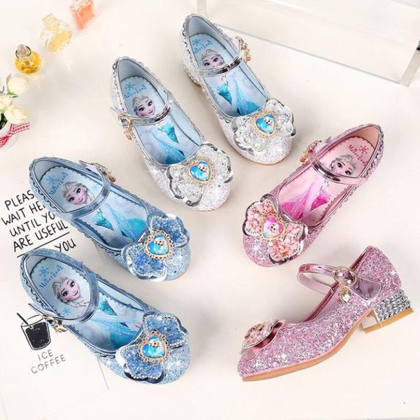 

girls wedding shoes glitter new high heels children princess sandals dance kids fashion party shoes with bow sneakers, Black;red