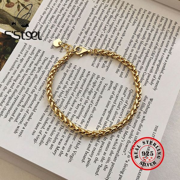

s'steel 925 sterling silver bracelets for women gold bracelet pulseras plata de ley mujer bransoletki damskie fine jewelry, Golden;silver