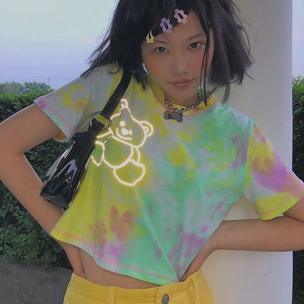 

autumn 2019 printing round collar short paragraph jacket shirt female t shirts, Gray;blue