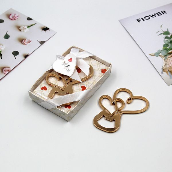 New Creative Double Heart Bottle Opener Wedding Favor Bridal