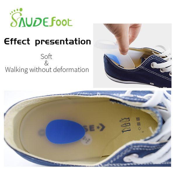 

soft silicone gel insoles height increase massage cushion foot care half heel insole pad for heel spurs pain foot inserts, Black