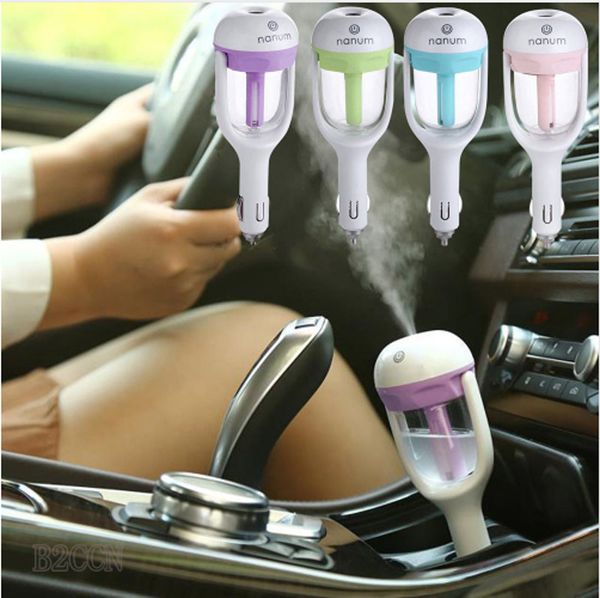 

12v ii car air humidifier with 2 usb car charger ports air freshener purifier aroma oil diffuser mist fogger df