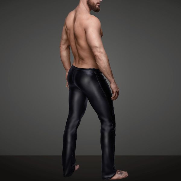 

mens faux leather wetlook tight pants bottoms clubwear zip long trousers, Blue