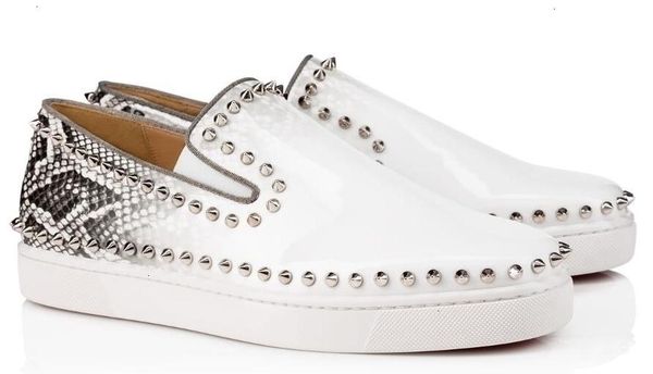 

2019 last designer red bottom sneakers casual shoes mens womens black lows spikes flats loafers pik boat genuine leather design shoe l3