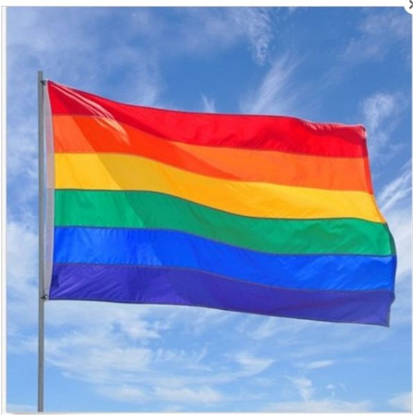 

new 90*150 cm rainbow flag polyester material lgbt polyester color decorative rainbow flag garden flag t3i5074