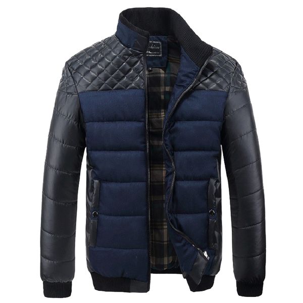 

2019 new men's jackets and coats 4xl pu patchwork designer jackets men outerwear casual winter fashion brand clothing plus size, Black