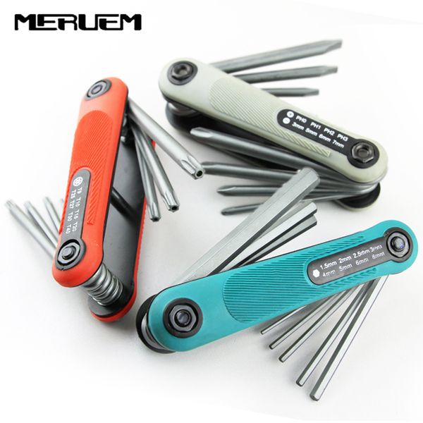 

portable 8pcs folding precision screwdriver set wrench lightweight hex torx multi-size spanner repair tool screwdriver bit