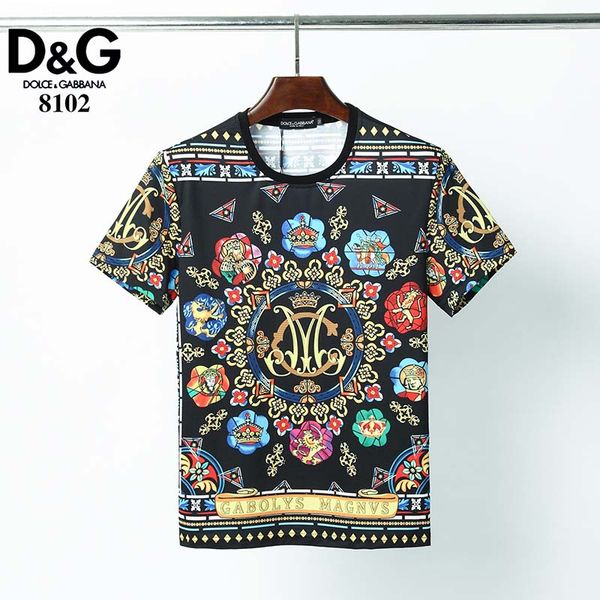 

2019 summer new men's round neck t-shirt fashion trend printing pattern daily fashion comfortable breathable short-sleeved t, White;black