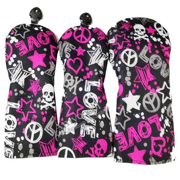 

wholesale golf driver headcover skull pu wood golf headcover 1 3 5 clubs head cover club head supplies ing