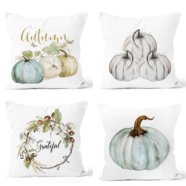 

4 pcs throw pillow happy fall yall pumpkin halloween thanksgiving decoration cotton blend cushion cover pillow case