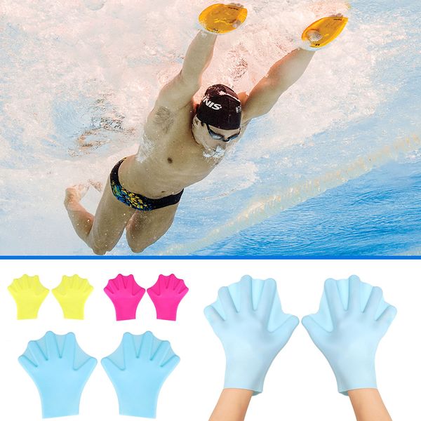 

1pair finger fins gloves hand paddle palm sports swimming accessories membranes