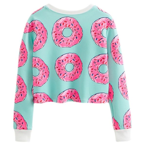 

autumn new european station round neck sets of color space printing women's long-sleeved short fashion sweatshirt, Black