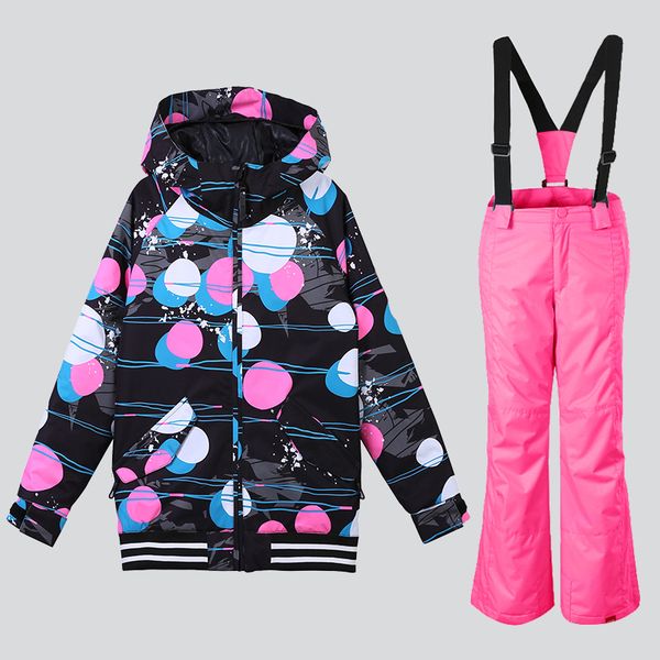 

2018 gsou snow winter ski suit for girls colorful snowboard jacket kids snowboard suit for children warm skiwear waterproof