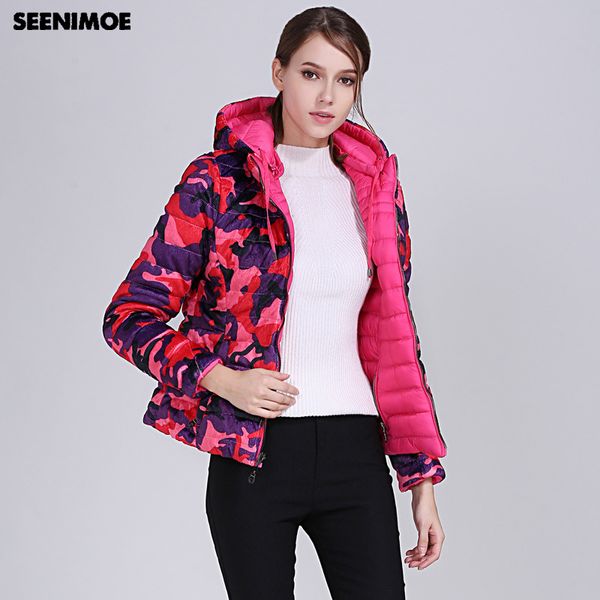 

seenimoe reversible winter coat women 2018 cotton coat female winter sustans m-3xl womens brand parkas, Black
