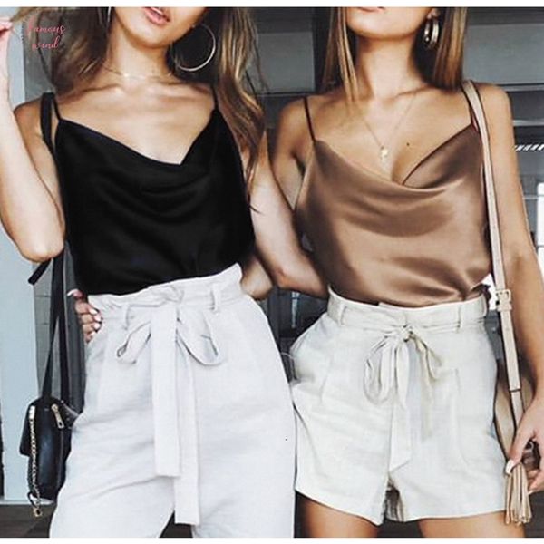 

fashion new blouse women solid satin backless camis shirts feminino regular casual drop shipping good quality, White