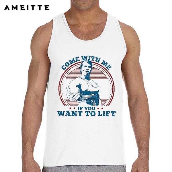 

2019 funny come with me if you want lift tank men' white printed sleeveless shirts summer bodybuilding male vest, White;black