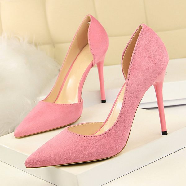 

fashion sweet women 10cm high heels pumps female pointed toe black red stiletto high heels lady pink green shoes ds-a0295
