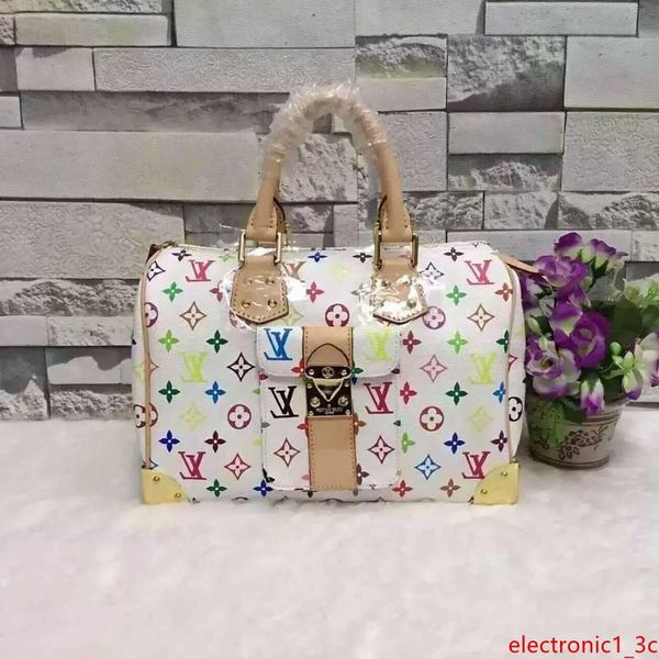 

2020 m92642 fashion real leather white flower handbag shoulder bags hobo handbags handles boston cross body messenger shoulder bags