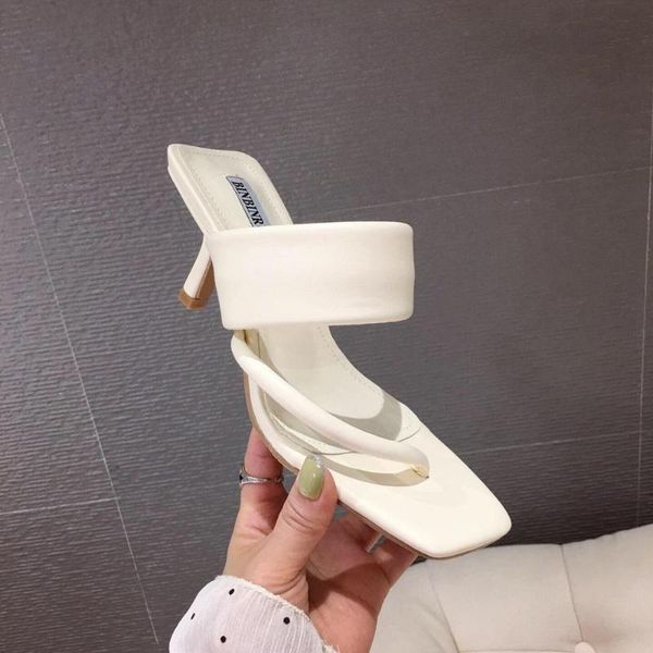 

shoes woman 2020 woman's slippers thin heels rubber flip flops slides low new hawaiian flat pu rome fashion, Black