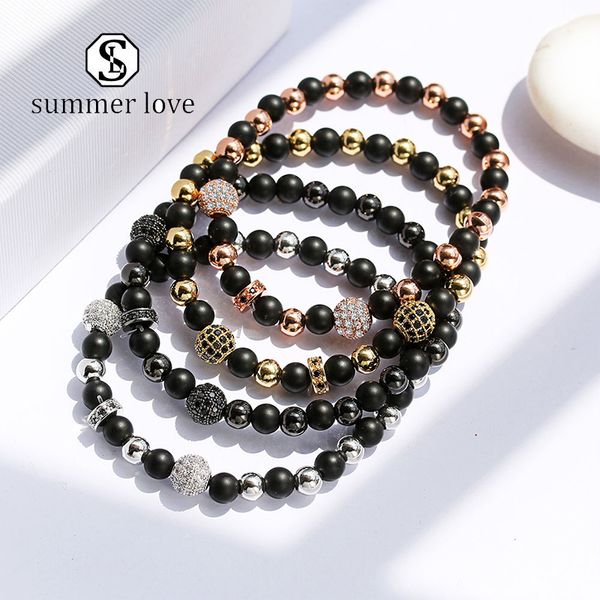 

new arrival copper beads bracelets for women men prayer lucky wealth healing black frosted stone fashion valentine's day jewelry-y