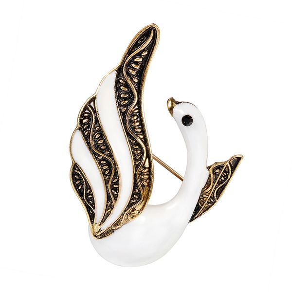 

elegant enamel swan brooch pin overcoat accessories collar animal badge, Gray