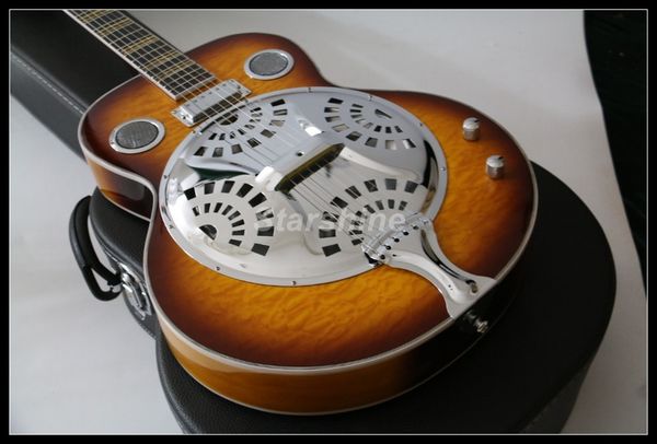 

2018 dobro electric guitar t-er2 5a quilted maple and back ebony fingerboard