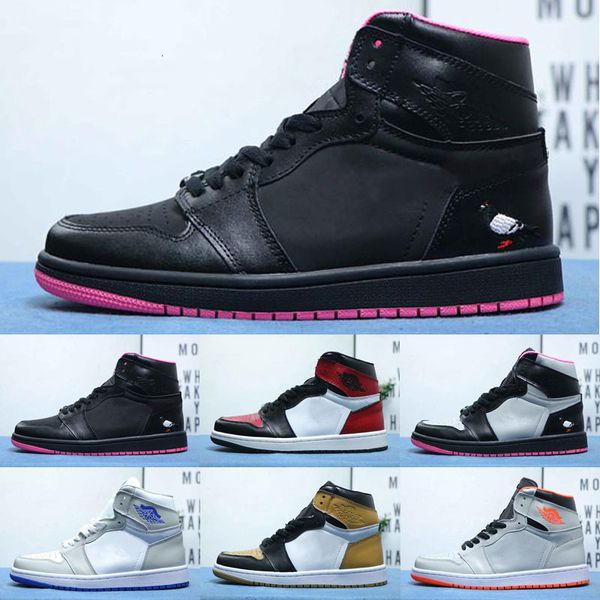 

jumpman 1 высокий solefly х зеленый оранжевый союза 1s nrg человек-паук чикаго кристалл unc патентный дети баскетбол обувь для мужчин женщин, Black