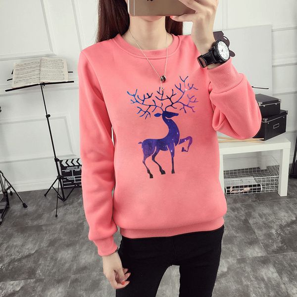 

autumn print sweatshirt women sudaderas harajuku long sleeve fleece warm hoodie korea winter loose femme hoodies tracksuit mujer, Black