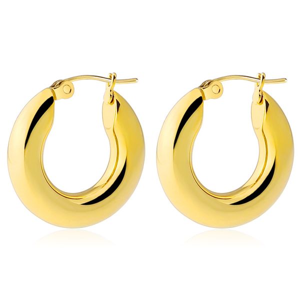 

style women's stainless steel hoop earring round shape, Golden;silver