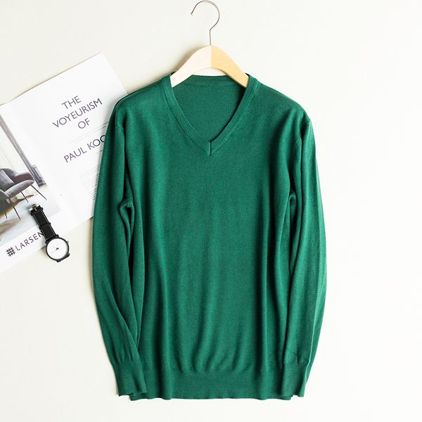

2018 classic men's cashmere sweaters pure color v neck wool casual pullover sweater mens winter sweaters long sleeve, White;black